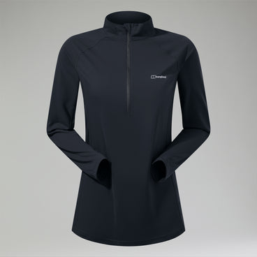 Women's 24/7 Half Zip Maternity Long Sleeve Tech Tee - Black